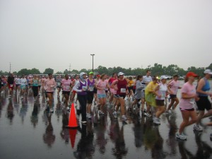 A very wet, but enthusiastic start that had sunshine at the end.