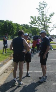 Race director, Ron Bowman (right) talking with runners after the race.