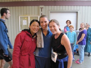 Post-race with my rockstar sister-in-law and awesome friend who finished long before me!