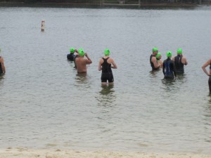 The beach start was ideal and we could wade in to about chest deep to start.